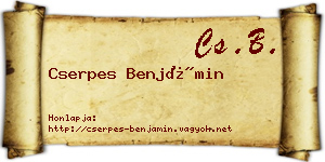 Cserpes Benjámin névjegykártya